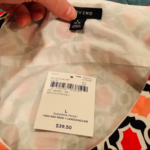 NWT Lands End Summer Sleeveless Pattern Top - Picture 6 of 6